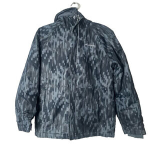 Columbia OMNI-HEAT Size L Boys Full Zip Hooded Pocket Insulated Jacket Grey Coat
